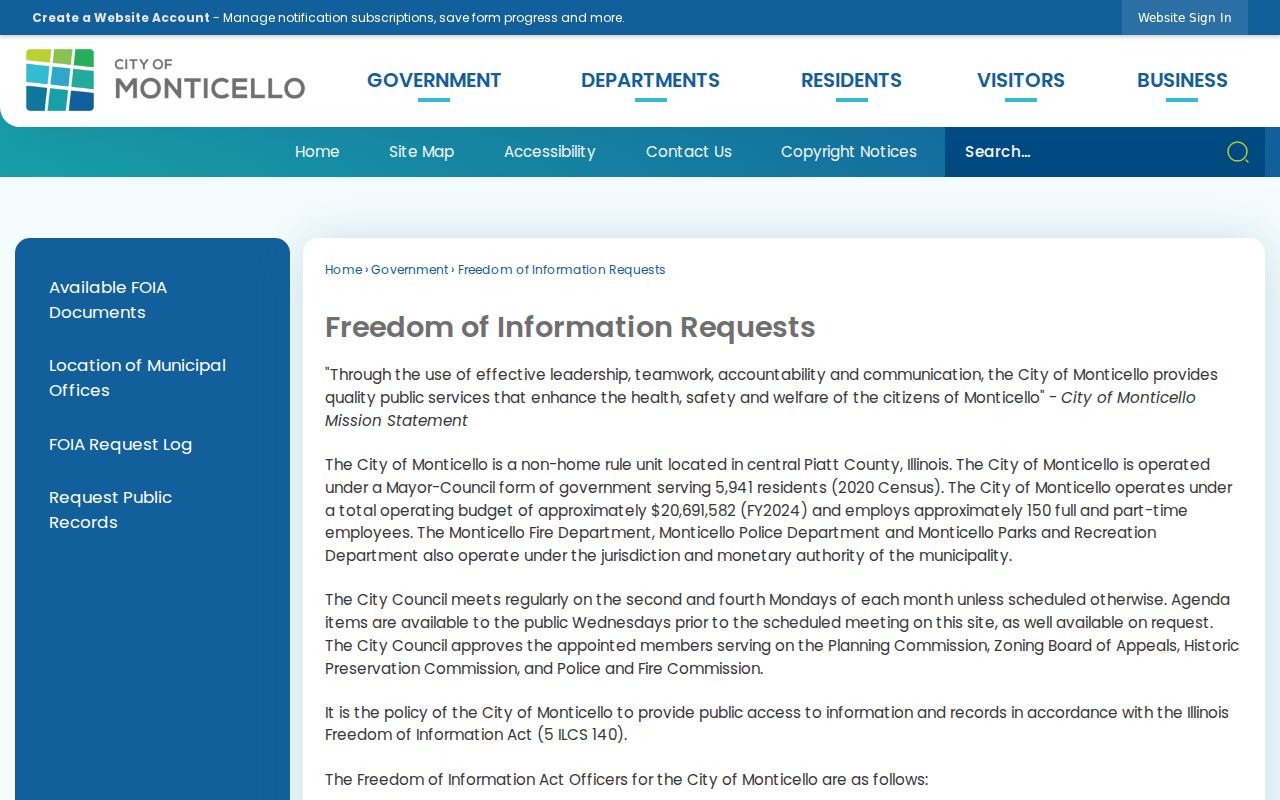 Piatt County arrest records through Monticello police FOIA