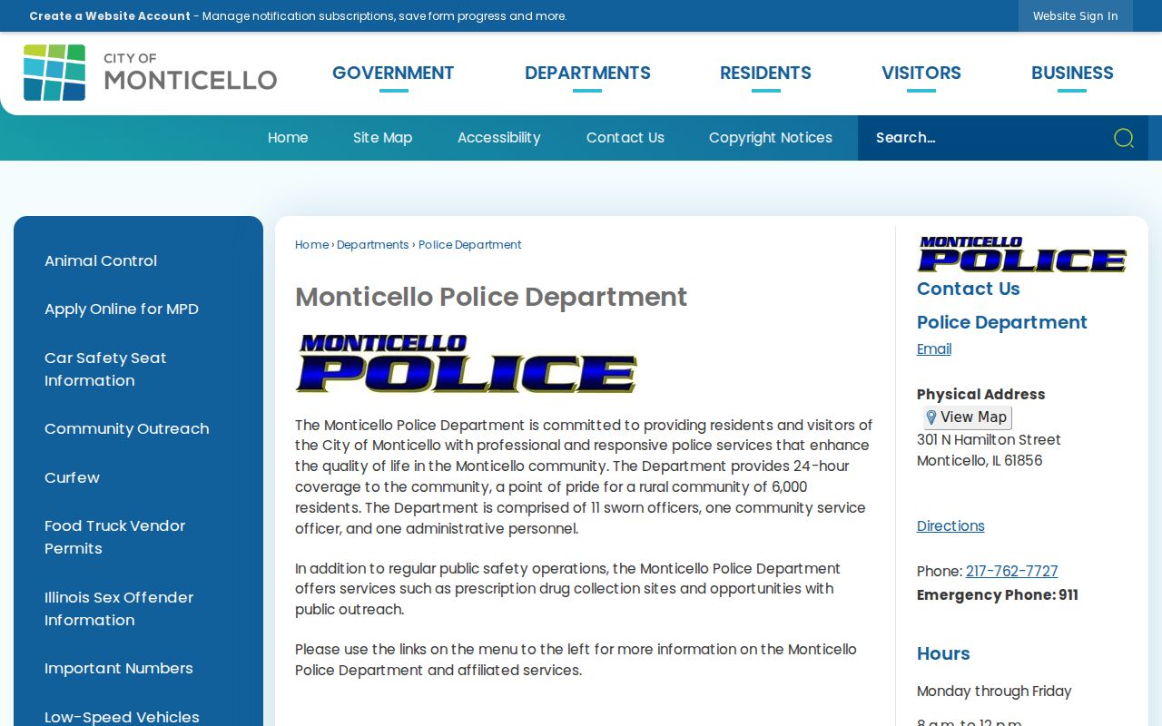 Piatt County arrest search and Monticello Police Department