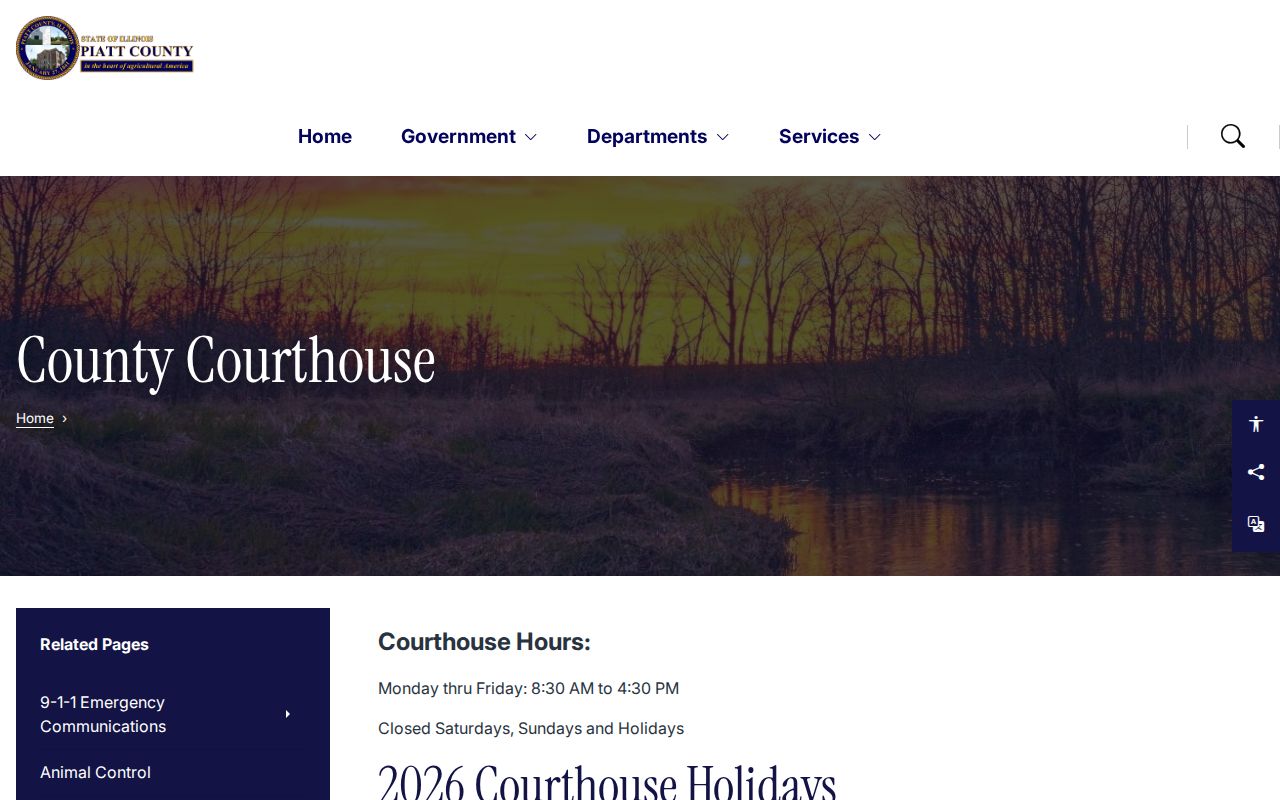 Piatt County courthouse court case record contacts