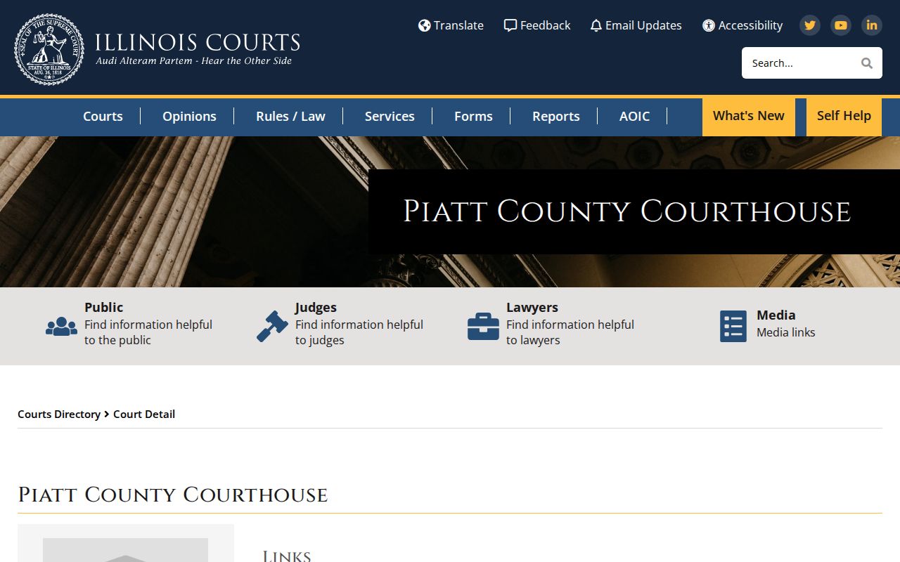 Piatt County Courthouse directory and criminal court access information