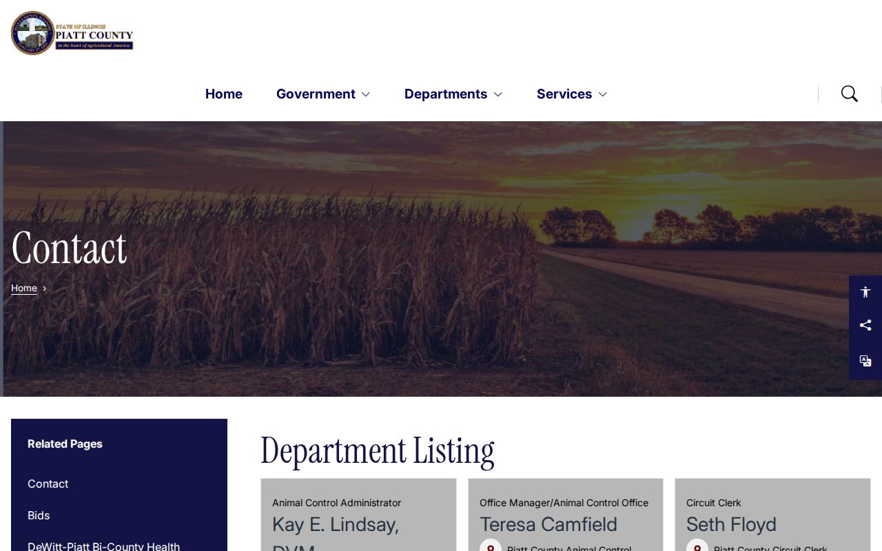 Official Piatt County contact directory for sex offender registry questions